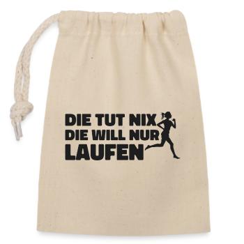 Läuferin Sport Laufen Geschenk - Verschließbarer Geschenkbeutel aus Baumwolle (14x20cm) - Natur - Vorne