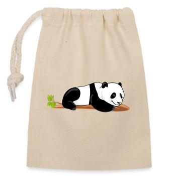 Lazy panda - Closable cotton gift bag (14x20cm) - nature - Front