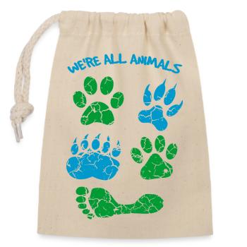 We Are All Animals by United Vegans - Closable cotton gift bag (14x20cm) - nature - Front
