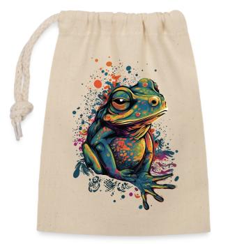 Trippy Frog - Psychedelic Motif - Closable cotton gift bag (14x20cm) - nature - Front