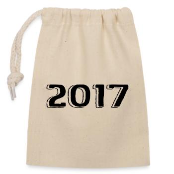 Jahrgang 2017 geboren Geburtstag Retro 2017 - Verschließbarer Geschenkbeutel aus Baumwolle (14x20cm) - Natur - Vorne