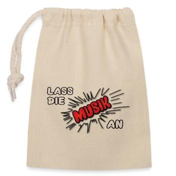 Pow Leave the music on - red on bright - Closable cotton gift bag (14x20cm) - nature - Front