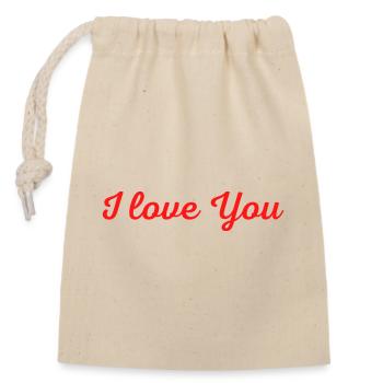 i love you rouge - Sac cadeau en coton avec cordon (14 x 20 cm) - nature - Devant