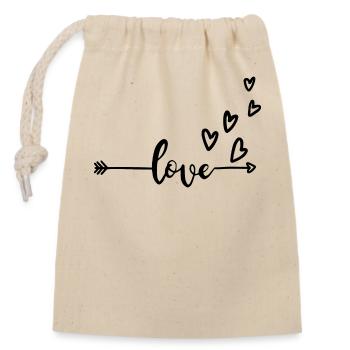 LOVE - Sac cadeau en coton avec cordon (14 x 20 cm) - nature - Devant