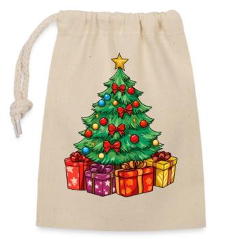 Tannenbaum - Verschließbarer Geschenkbeutel aus Baumwolle (14x20cm) - Natur - Vorne