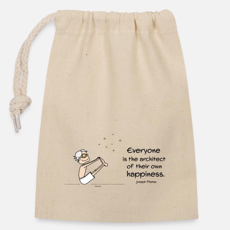 Architecte du bonheur - Sac cadeau en coton avec cordon (14 x 20 cm) - nature