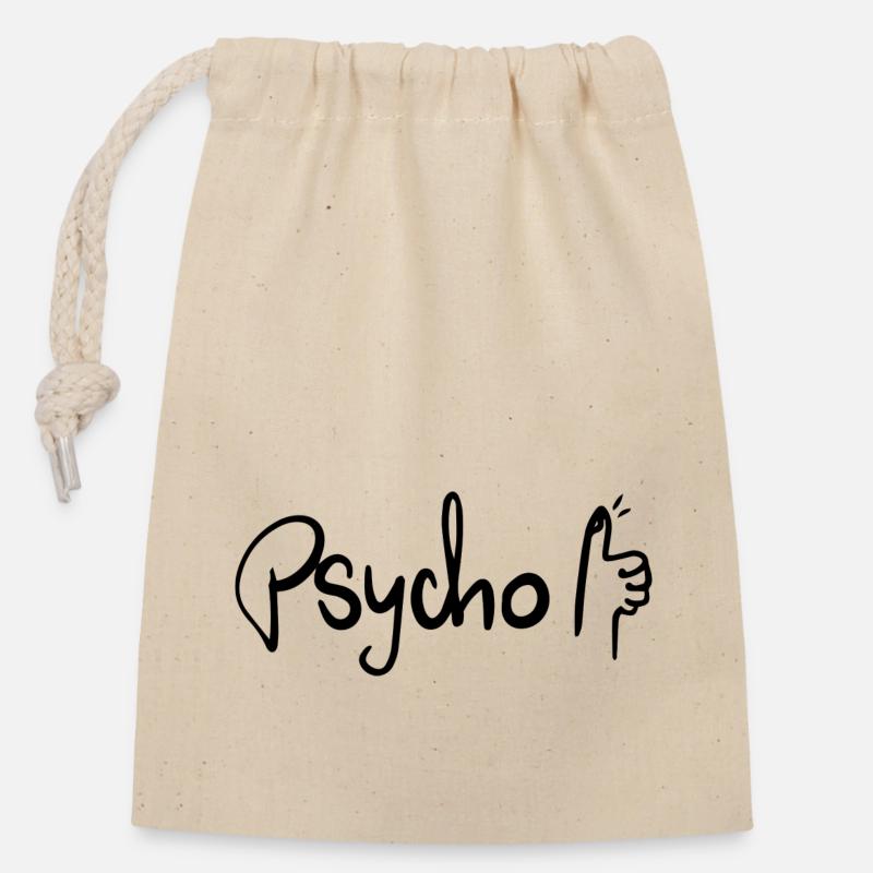 Psycho, Thumbs Up - Closable cotton gift bag (14x20cm) - nature