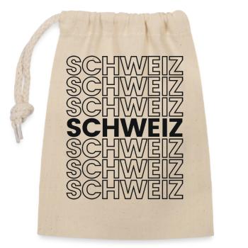 La Suisse en noir - Sac cadeau en coton avec cordon (14 x 20 cm) - nature - Devant