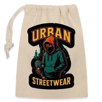 Urban Streetwear Sweat à capuche Design - Sac cadeau en coton avec cordon (14 x 20 cm) - nature - Devant