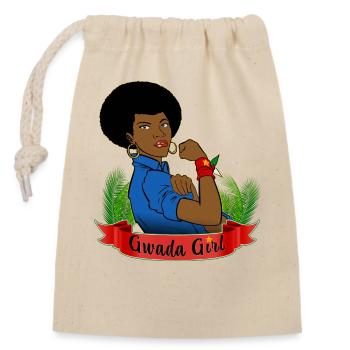 Gwada girl Strong Woman Guadeloupe Flag - Closable cotton gift bag (14x20cm) - nature - Front