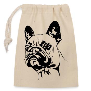 Tête de Bouledogue Français - Sac cadeau en coton avec cordon (14 x 20 cm) - nature - Devant
