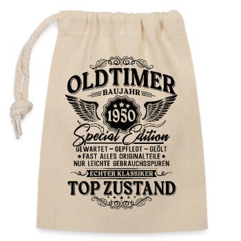 Oldtimer Baujahr 1950 Jahrgang Geburtstag Geschenk - Verschließbarer Geschenkbeutel aus Baumwolle (14x20cm) - Natur - Vorne