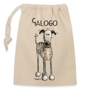 Galgo Espanol - Dog - Comic - Hund - Verschließbarer Geschenkbeutel aus Baumwolle (14x20cm) - Natur - Vorne