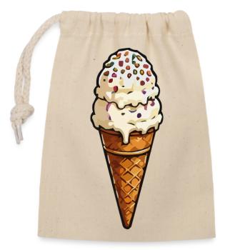 Doppel-Eiscreme mit Streuseln - Verschließbarer Geschenkbeutel aus Baumwolle (14x20cm) - Natur - Vorne