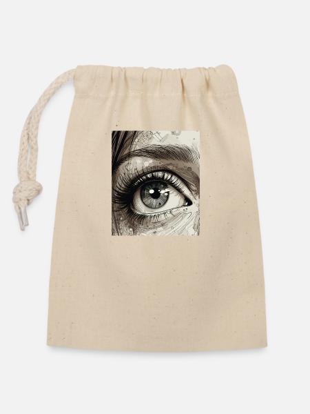 Conception de gros plan de l’œil humain - Sac cadeau en coton avec cordon (14 x 20 cm) - nature