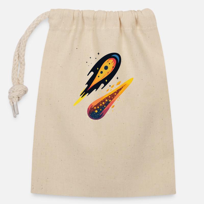 Shooting stars - Closable cotton gift bag (14x20cm) - nature