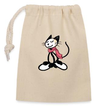 Happy Le Chat MEDITATION - Sac cadeau en coton avec cordon (14 x 20 cm) - nature - Devant