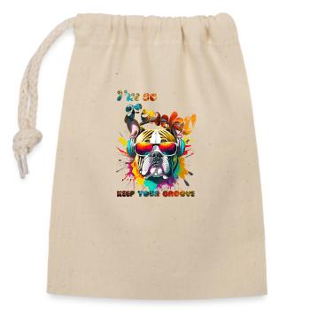 I'm so Funky. Keep your groove. Bulldog - Closable cotton gift bag (14x20cm) - nature - Front