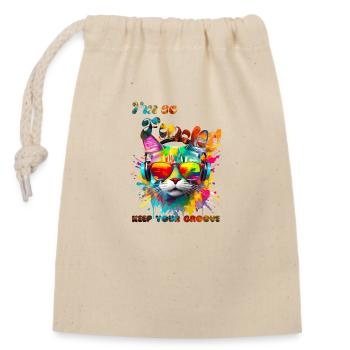 I'm so Funky. Keep your groove. Cat - Closable cotton gift bag (14x20cm) - nature - Front