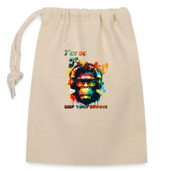 I'm so Funky. Keep your groove. Monkey - Closable cotton gift bag (14x20cm) - nature - Front