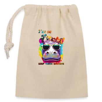 I'm so Funky. Keep your groove. Hippopotamus - Closable cotton gift bag (14x20cm) - nature - Front