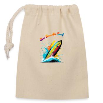 Sea sun & surf - Closable cotton gift bag (14x20cm) - nature - Front