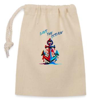 Save the Ocean. Sea Anchor - Closable cotton gift bag (14x20cm) - nature - Front