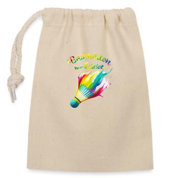 Badminton addict - Closable cotton gift bag (14x20cm) - nature - Front
