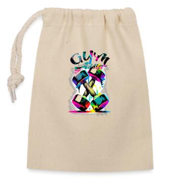 Gym addict - Closable cotton gift bag (14x20cm) - nature - Front