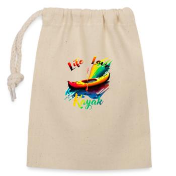 Life Love Kayak - Closable cotton gift bag (14x20cm) - nature - Front