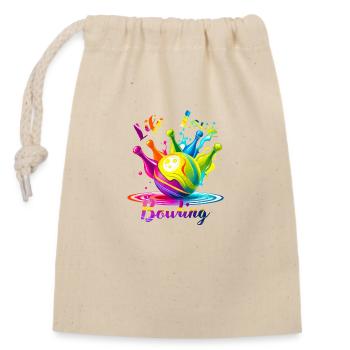 Leben Liebe Bowling - Verschließbarer Geschenkbeutel aus Baumwolle (14x20cm) - Natur - Vorne