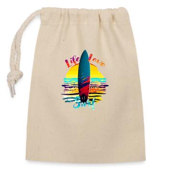 Life Love Surf - Closable cotton gift bag (14x20cm) - nature - Front