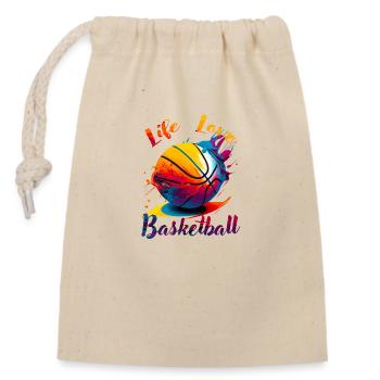 Leben Liebe Basketball - Verschließbarer Geschenkbeutel aus Baumwolle (14x20cm) - Natur - Vorne