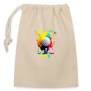 Life Love Golf - Closable cotton gift bag (14x20cm) - nature - Front