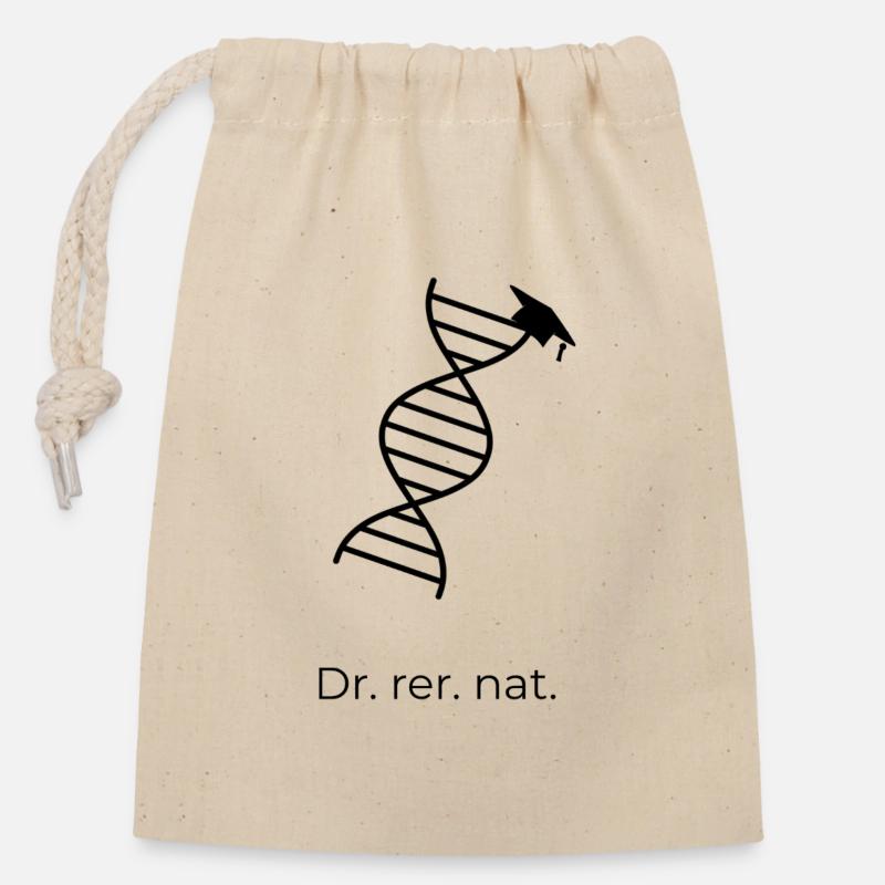 Dr. rer. nat. – DNA - Verschließbarer Geschenkbeutel aus Baumwolle (14x20cm) - Natur