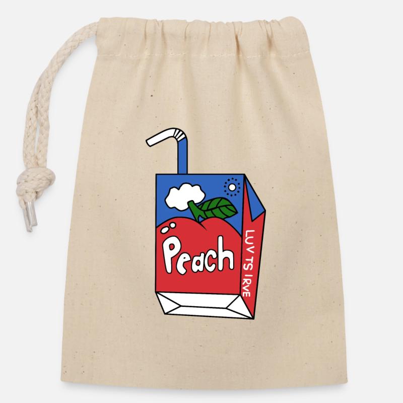 Peach Graphic Peachy - Closable cotton gift bag (14x20cm) - nature