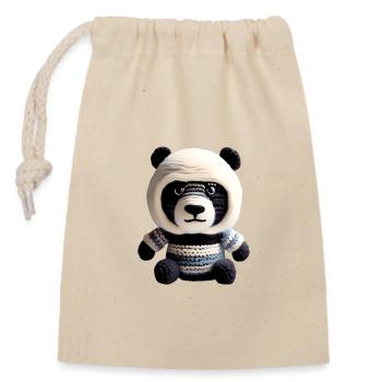 Panda-Baby - Verschließbarer Geschenkbeutel aus Baumwolle (14x20cm) - Natur - Vorne