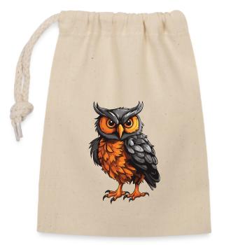 Animal hibou - Sac cadeau en coton avec cordon (14 x 20 cm) - nature - Devant