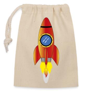 Rocket - Closable cotton gift bag (14x20cm) - nature - Front