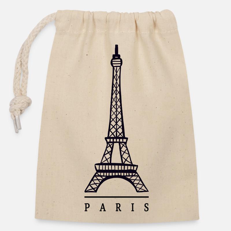 Tour Eiffel, Paris - Sac cadeau en coton avec cordon (14 x 20 cm) - nature