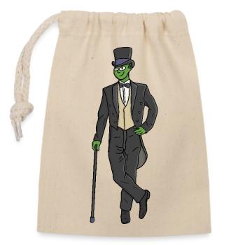 Alien in a suit - Closable cotton gift bag (14x20cm) - nature - Front