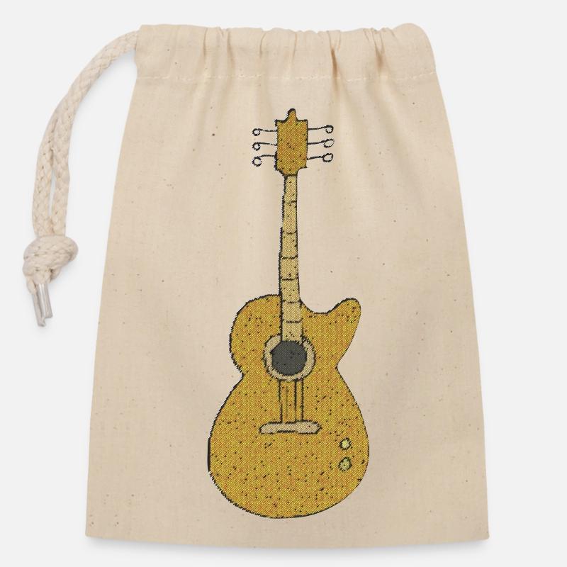 guitar - Closable cotton gift bag (14x20cm) - nature