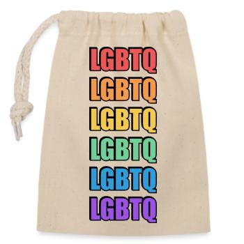 Motif arc-en-ciel vibrant de la fierté LGBTQ - Sac cadeau en coton avec cordon (14 x 20 cm) - nature - Devant