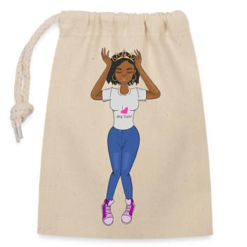 Black Girl Crown Queen Natural Hair Afro Fashion P - Closable cotton gift bag (14x20cm) - nature - Front