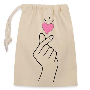 Cœur de doigt K-Pop - Sac cadeau en coton avec cordon (14 x 20 cm) - nature - Devant