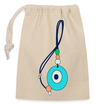 Amulette Nazar Mauvais Yeux - Sac cadeau en coton avec cordon (14 x 20 cm) - nature - Devant