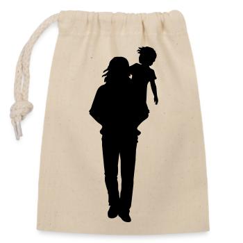 Vater Kind Silhouette Spazieren Familie Papa Liebe - Verschließbarer Geschenkbeutel aus Baumwolle (14x20cm) - Natur - Vorne