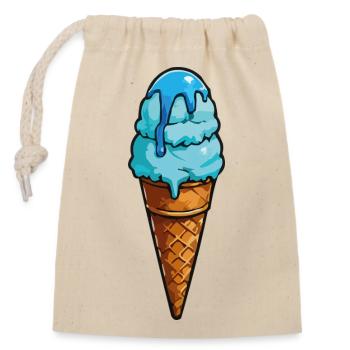 Blaues Eiscreme Cartoon Eiswaffel - Closable cotton gift bag (14x20cm) - nature - Front