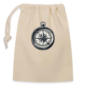 Vintage Compass: Northward with Style - Closable cotton gift bag (14x20cm) - nature - Front