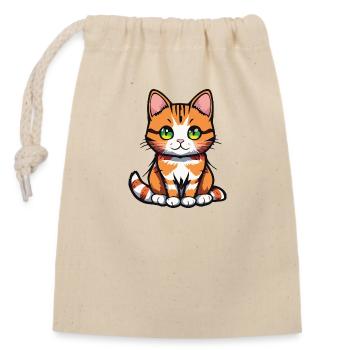 Cat Green Eyes - Closable cotton gift bag (14x20cm) - nature - Front